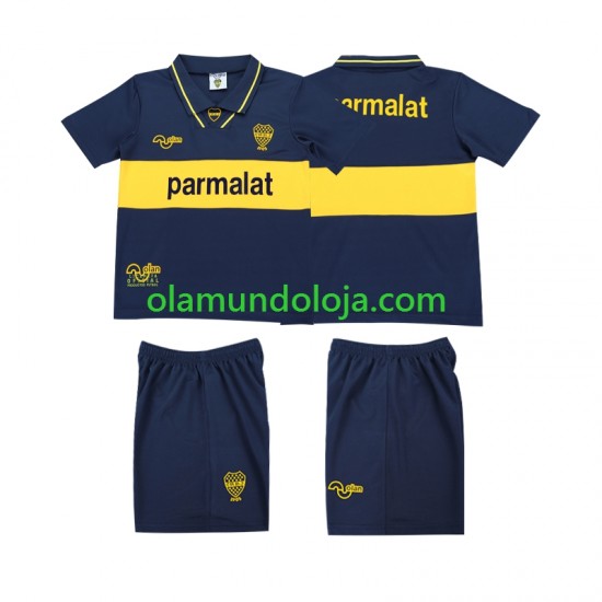 Camisola CA Boca Juniors 1993 1995 Retro Criança Equipamento Primeiro Manga Curta